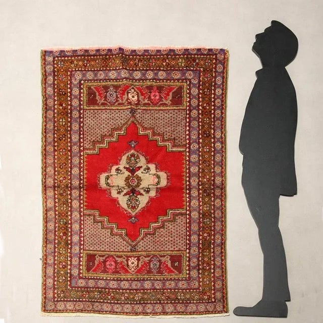 Kirsehir wool rug, large knot, hand-made. This piece is attributed to the mentioned designer/maker. It has no attribution...