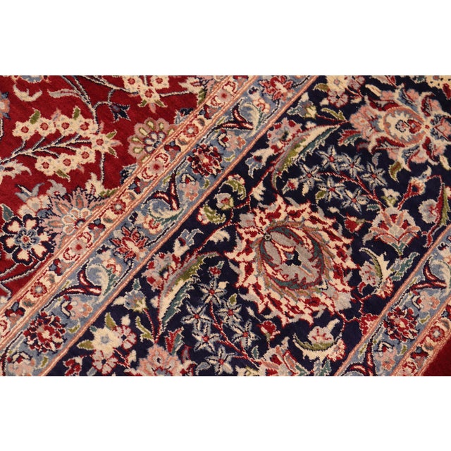 Traditional Kazveen Pak-Persian Red/Blue Wool&Silk Rug - 10'1'' X 14'1'' For Sale In New York - Image 6 of 8