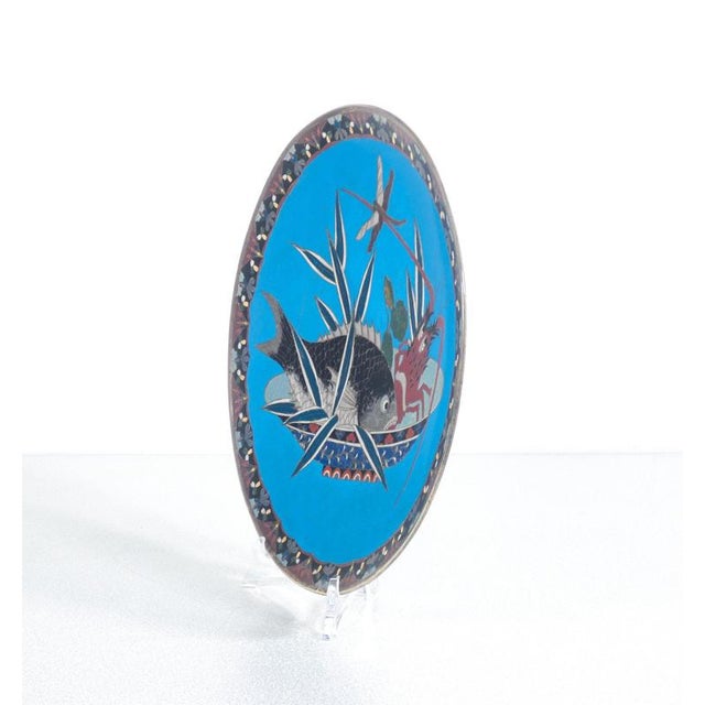 Metal Meiji Cloisonné Enamel Plate, Japan For Sale - Image 7 of 18