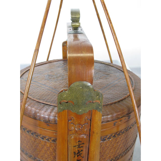 1900 - 1909 Early 20th Century Antique Chinese Bamboo Food Box For Sale - Image 5 of 13