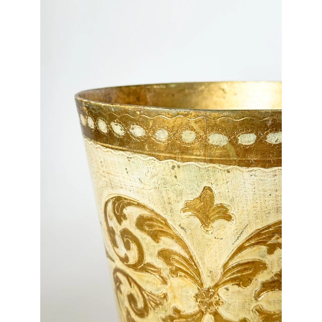 Mid 20th Century Vintage Mid-Century Italian Florentine Gilt Wastebasket For Sale In Dallas - Image 6 of 8