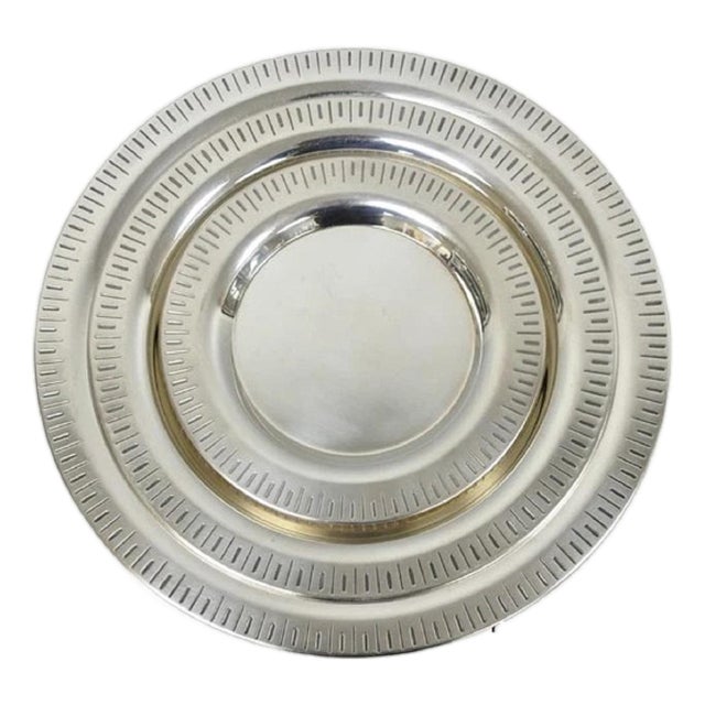 Vintage Hopeakeskus Oy Finland Modern Silver Plated Serving Plate Dishes - 3 Pc For Sale
