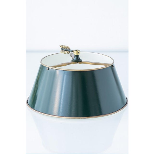 French Empire-Style Bouillotte Table Lamp with Dark Green Tin Shade, 1950s For Sale - Image 16 of 18