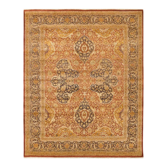 Mogul Collection Hand-Knotted Area Rug - Orange 8' 4" x 10' 3" For Sale