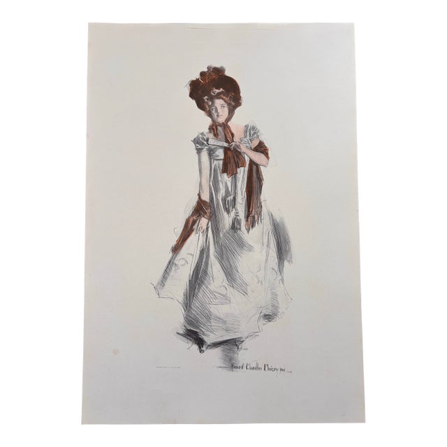 A Belle of the Olden Time by Howard Chandler Christy 1908 Chromolithograph For Sale