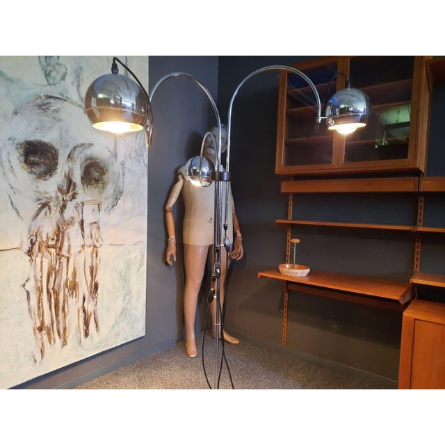 Space Age Chrome 3-Armed Floor Lamp from Gepo, Amsterdam, 1970s For Sale - Image 4 of 11