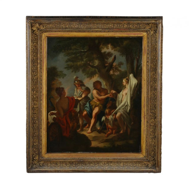 Textile The Judgement of Paris, Oil on Canvas, Framed For Sale - Image 7 of 7