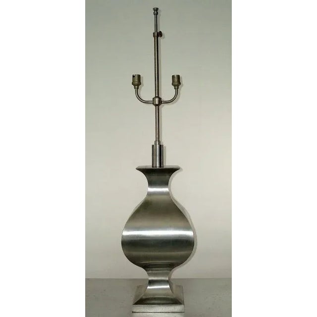 Jansen Furniture Matte Steel Table Lamp by Jansen in Moorish Motif For Sale - Image 4 of 9