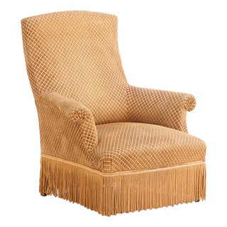 French Napoleon III Library Chair Resting on Ebonized Turned Feet, C. 1860 For Sale