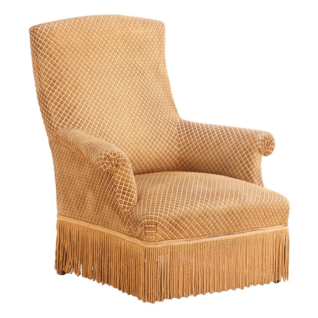 French Napoleon III Library Chair Resting on Ebonized Turned Feet, C. 1860 For Sale