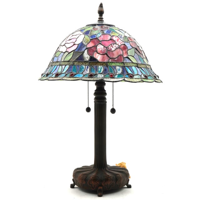 Age: Approx: 30 Years Old Details: Made By Dale Lighting High Quality Construction Bronze Finish Base Quality Leaded Glass...