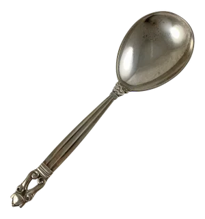 Georg Jensen Sterling Silver Acorn Pattern Serving Spoon, Denmark 1915-1919