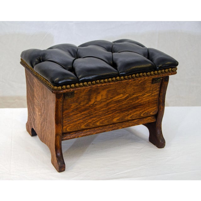 Early 20th Century Victorian Oak Footstool For Sale In San Francisco - Image 6 of 12