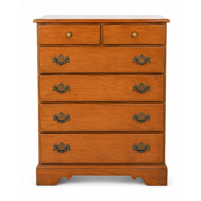 Wood Vintage Solid Maple Nutmeg Wood Ethan Allen Chest of Drawers For Sale - Image 7 of 11