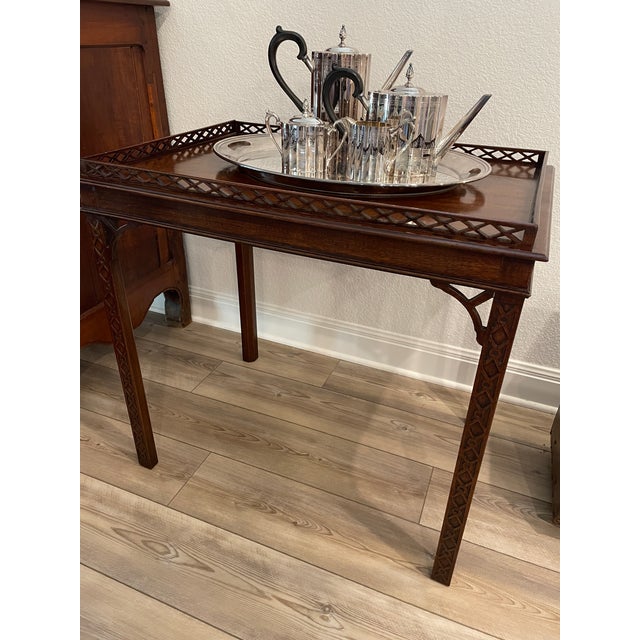 This antique table was made during the Victorian era in England (183I 7-1901). It is a reproduction of an original...