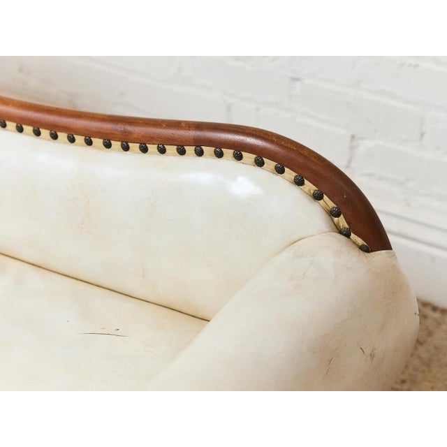Wood Vintage Antique Settee With Marble Side Table For Sale - Image 7 of 12