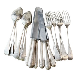 Antique Silver Plated Wagons-Lits Orient Express Railroad Flatware Service for 6 For Sale