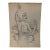 1940s Original Signed Graphite Illustration of Art Deco Swimmer in Water, 14 X 10 In. For Sale