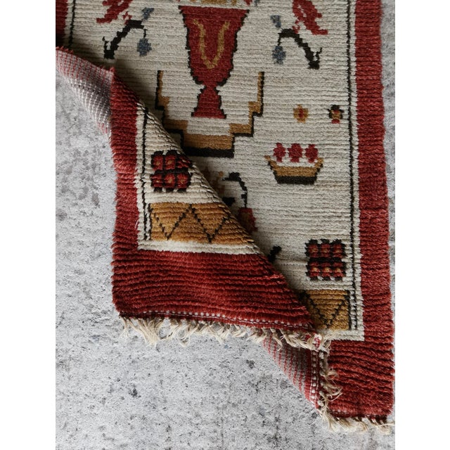 Swedish Grace Wool Rya Rug with Flower Motif, 1920s For Sale - Image 9 of 18