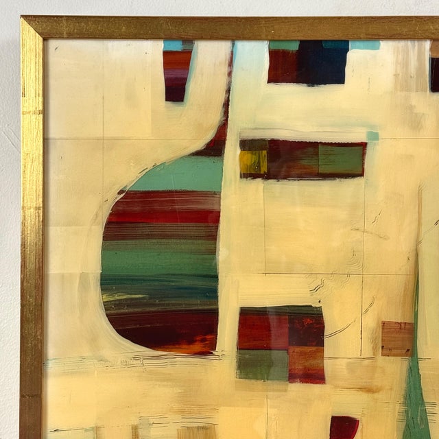 Vintage Abstract Postmodernist Painting, Signed (Mixed Media in Layered Resin) For Sale - Image 4 of 8