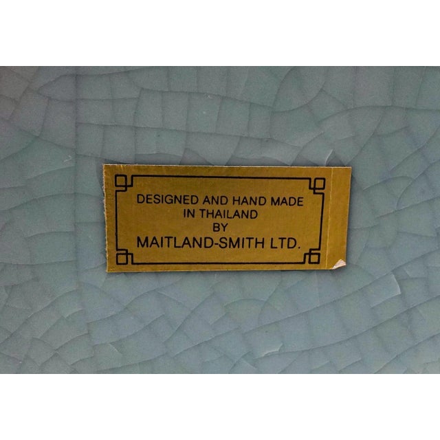 Light Green Mid 20th Century Maitland Smith Celadon Crackle Glazed Porcelain Foo Dogs Large Lidded Ginger Jar For Sale - Image 8 of 10