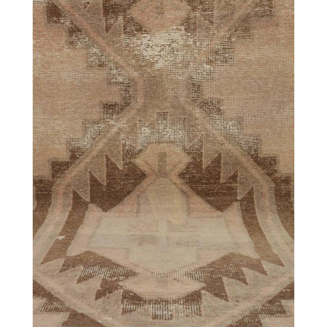 1970s 1970s Vintage Turkish Handmade Wool Cotton Brown Runner Rug For Sale - Image 5 of 11