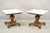 Vintage Empire Style Low Marble Top Pedestal Base Side Tables by Imperial - a Pair. Item features a nice low form, square...