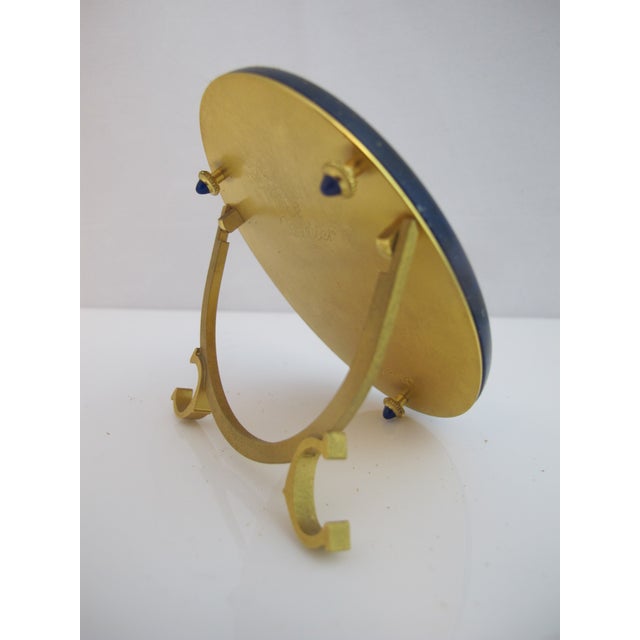 Blue Cartier Paris Gold Gilt Plated Lapis Blue Enamel Oval Photo Picture Desk Frame For Sale - Image 8 of 12