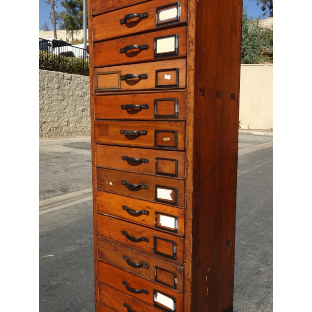 1950s Antique 79" English Notary 18 Drawers File Cabinet For Sale - Image 5 of 12
