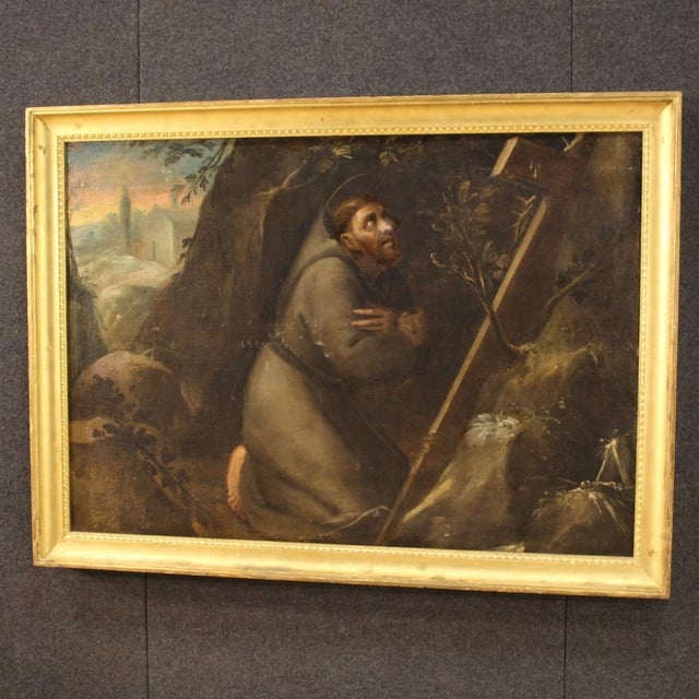 Italian Artist, Saint Francis, 1720, Oil on Canvas, Framed For Sale - Image 14 of 16