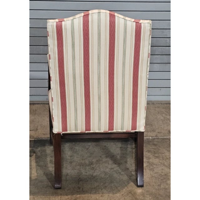 Mid 20th Century Mid 20th Century Hickory Chair Federal Style Mahogany Lolling Chair Silk Striped Fabric For Sale - Image 5 of 8