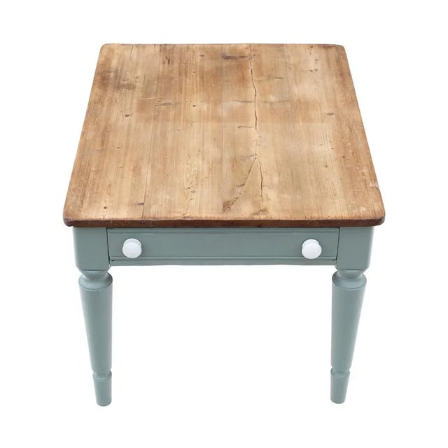 Wood Antique Pine Kitchen Dining Table, 1915 For Sale - Image 7 of 10