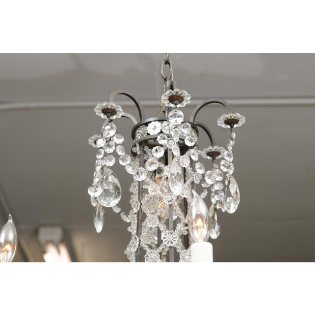 1940s 1940s Baroque Italian Bronze & Crystal Chandelier For Sale - Image 5 of 15