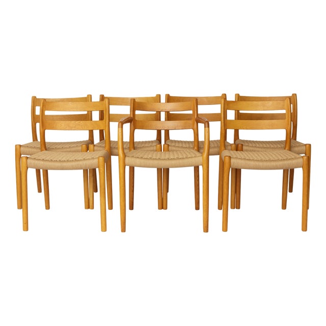 Model 84 Dining Chairs in Oak by Niels Otto Møller for J.L. Møllers, Set of 6 For Sale