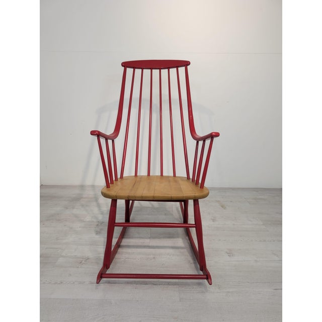 Grandessa Rocking Chair, Designed by Lena Larsson for Nesto, 1960s Stylish red Grandessa rocking chair, designed by Lena...