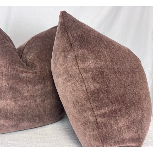 Transitional Alpaca Velvet in Rosewood 22" Pillows-A Pair For Sale - Image 3 of 3