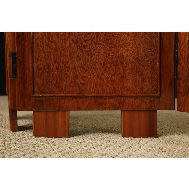 Brazilian Hardwood, Leather and Mirrored Panel Folding Screen, Brazil, C 1960s For Sale - Image 17 of 18