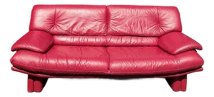 1980s Postmodern Red Leather Sofa in the Style of Nicoletti Salotti