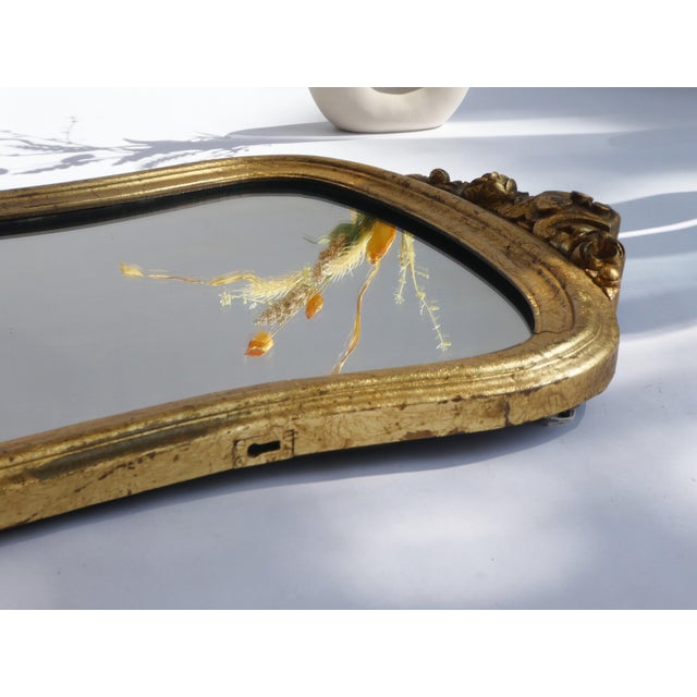 Gold Vintage Italian Gold Gilt Scalloped Mirror, 1920s For Sale - Image 8 of 12