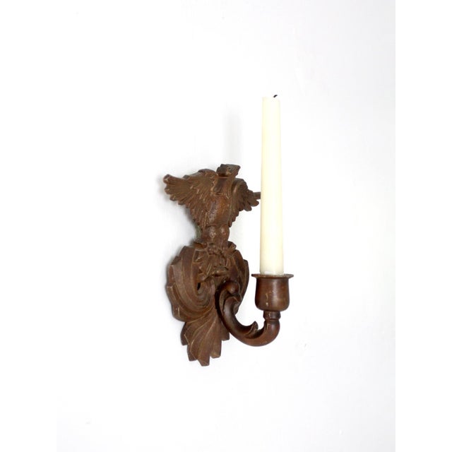 Vintage Federal Revival Eagle Wall Candle Sconces Pair For Sale - Image 4 of 14