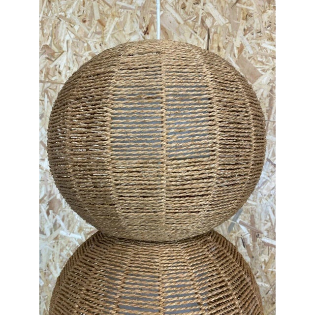 Mid-Century Modern Large Space Age Ball Lamp in Bast Braid, 1960s For Sale - Image 3 of 13