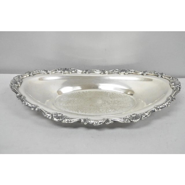 Victorian Vintage Victorian Style Silver Plated Oval 13.5" Trinket Serving Dish (B) For Sale - Image 3 of 16