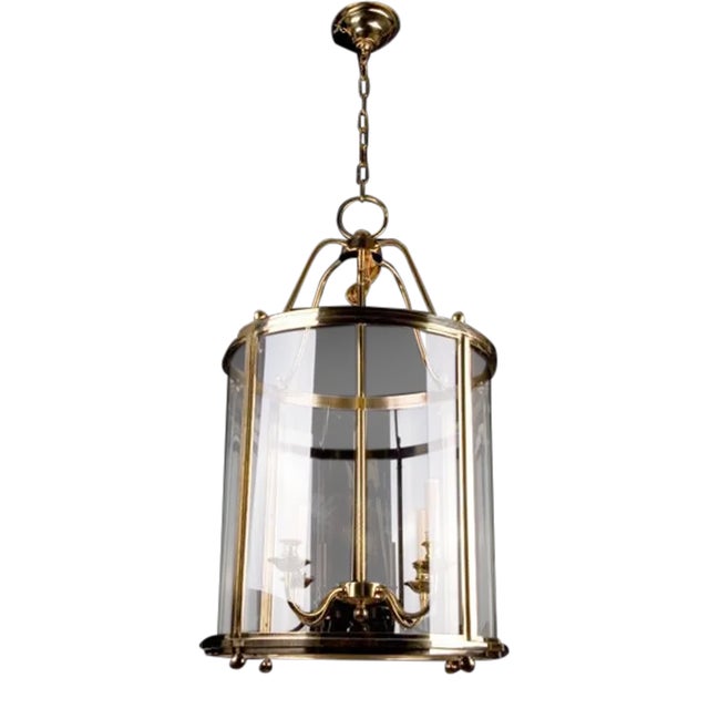Hudson Hall Lantern in Brass Finish For Sale