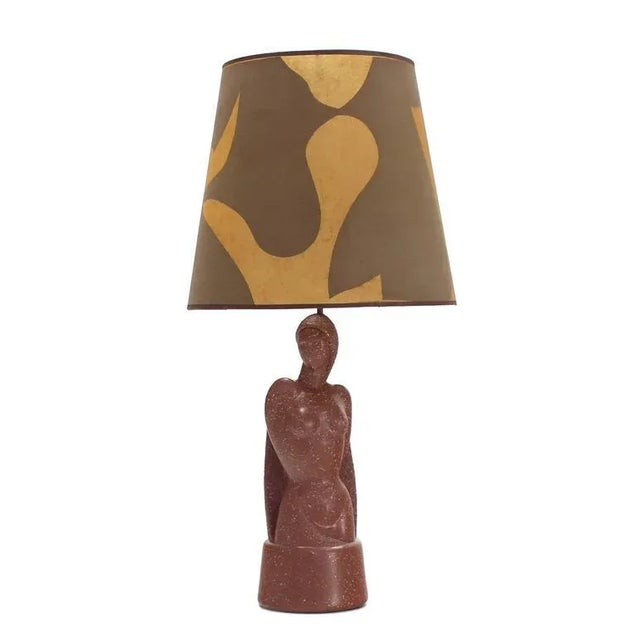 Brown Vintage Mid Century Nude Sculpture Table Lamp For Sale - Image 8 of 9