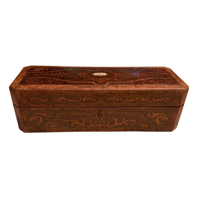 French Antique Napoleon III Style Glove Box or Jewelry Box Marquetry For Sale