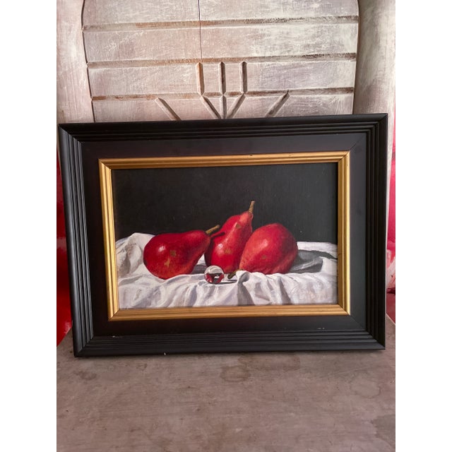 Still Life With Pears and Marble Oil Painting For Sale In New York - Image 6 of 7