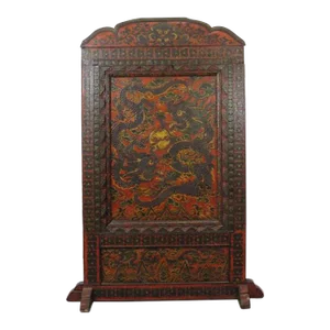 Embossed Flying Dragons Tibetan Wall Art or Room Divider or Head Board
