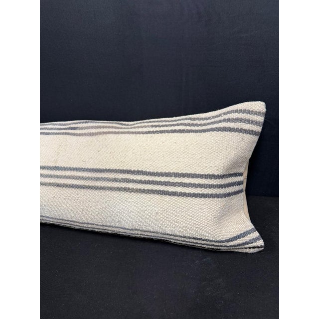 Turkish Hemp Pillow Cushion Natural Beige Gray Cushion Cover 12x46 For Sale - Image 4 of 4