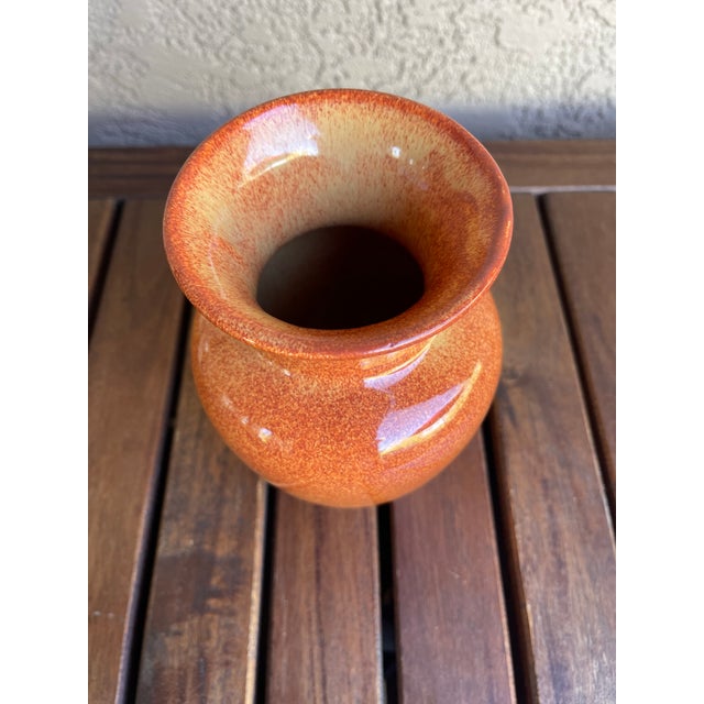Mid-Century Modern Mid Century Speckled Goldenrod Wisconsin Art Pottery Vase For Sale - Image 3 of 5