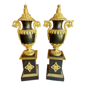 Pair of 19th C. French Bronze Urns